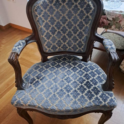 Vintage wooden armchairs set of 2 used with carved details