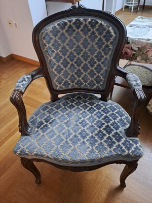 Vintage wooden armchairs set of 2 used with carved details