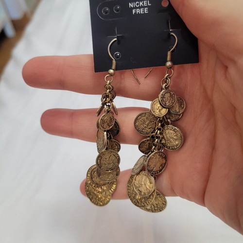 Women's Earrings with Konstantinata, 8 cm, new, gold color