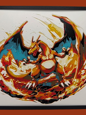 3D Релефно Изображение Hueforge с Покемон Charizard Ново