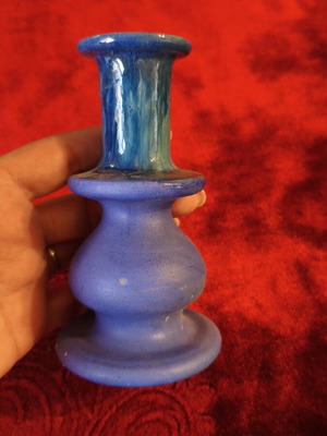 Gaia ceramic candlestick with blue glaze