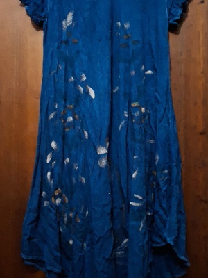 Dress blue with golden details, Indian, rayon, like new