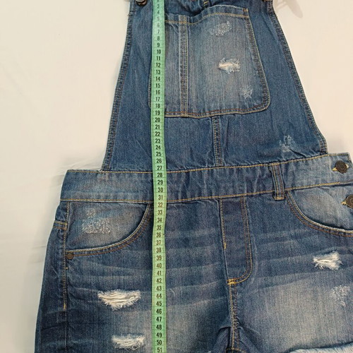 Bershka Denim Dungaree Shorts Blue Distressed, like new, size M