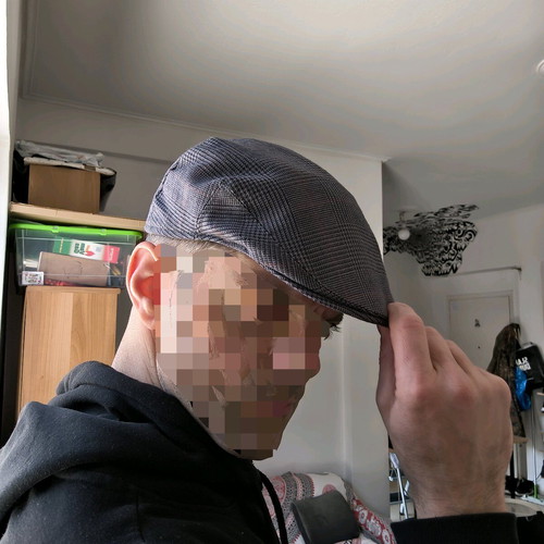 Men's checked flat cap charcoal size 58 like new