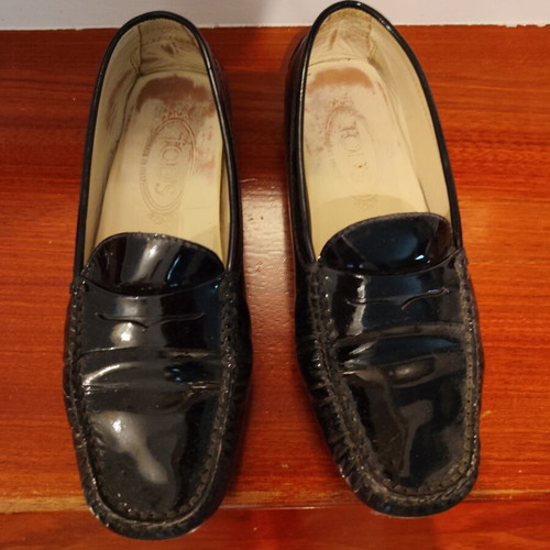 Tod's leather moccasins size 37.5 used, black
