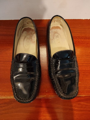 Tod's leather moccasins size 37.5 used, black