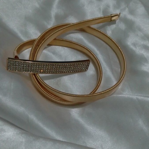Gold metal elastic belt with rhinestones new, adjustable