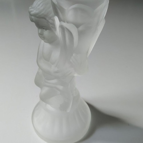 Vintage small candlestick from frosted glass like new