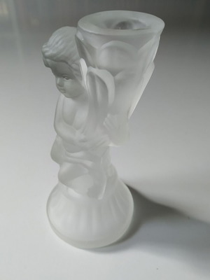 Vintage small candlestick from frosted glass like new