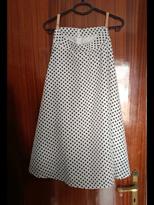 Midi satin skirt A-line new, black and white