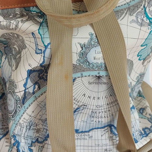 Backpack used with map design white, light blue, blue