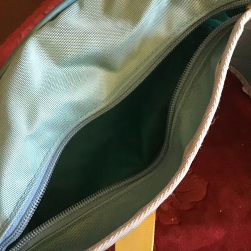 Invicta waist bag used, turquoise and yellow, large pocket 30x15cm