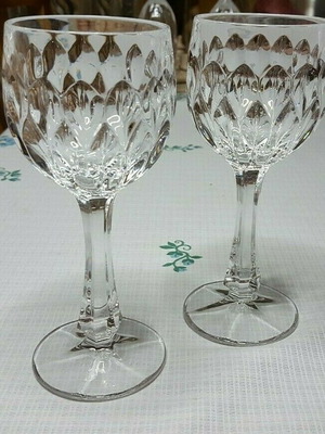 Crystal wine glasses used, set of 2, 1980s vintage