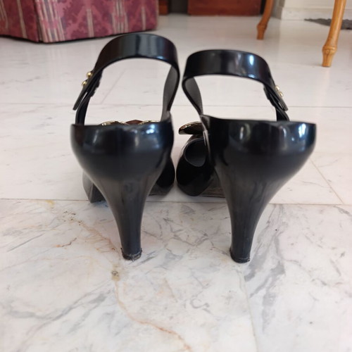 Vivienne Westwood x Melissa Lady Dragon black gold heart heels size 39