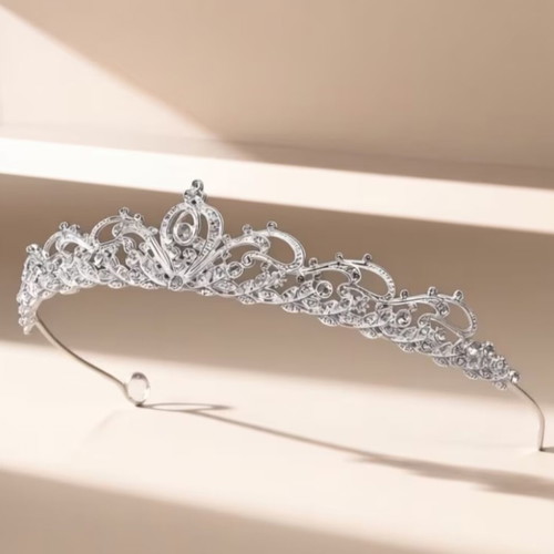 Bridal tiara with crystal silver rhinestones unused