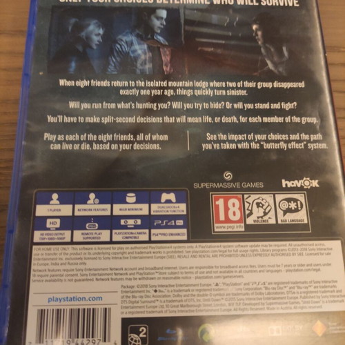 Until Dawn PlayStation Hits PS4 game used