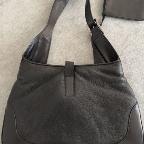 Gucci Jackie vintage black medium shoulder bag with fur lining