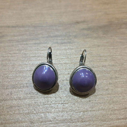 Steel earrings like new, purple and silver