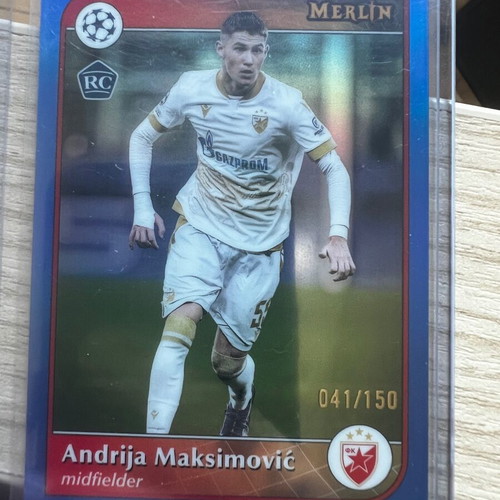 Topps Merlin UEFA 2024-25 Andrija Maksimovic Blue Refractor RC like new