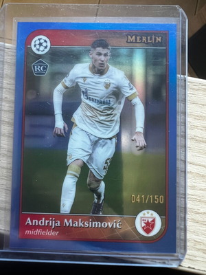 Topps Merlin UEFA 2024-25 Andrija Maksimovic Blue Refractor RC like new