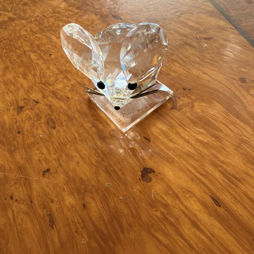 Vintage Swarovski Silver Crystal Mouse on Base by Max Schreck