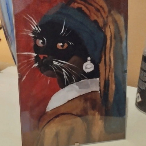 Poster with frame The Cat with the Pearl, new, 13×18 cm