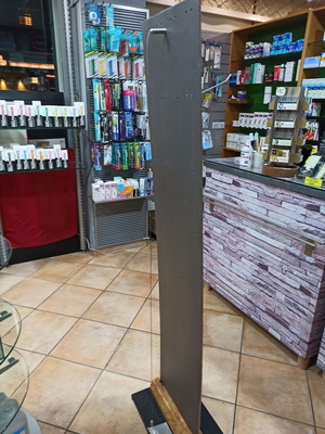 Handmade wooden stand with hooks, dimensions H=167cm and W=36cm