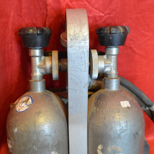Oxygen bottles with mask and fire hose, like new