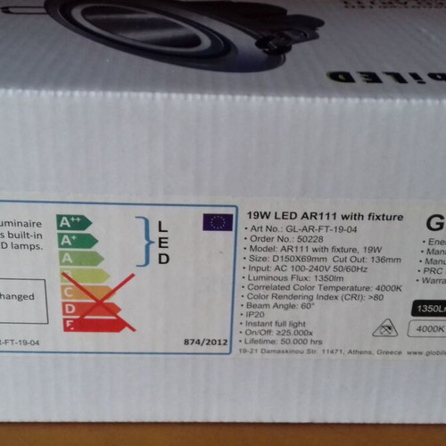 GlobiLED AR111 19W daylight ceiling spot with adjustable lighting angle new