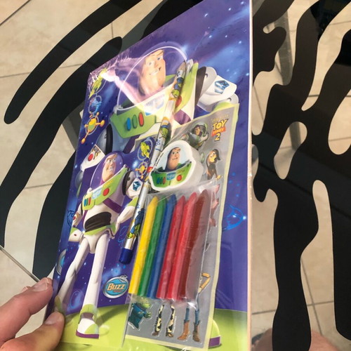 Toy Story 2 Buzz Lightyear set with sketchbook, notebook, crayons, pencil, eraser and stickers new vintage