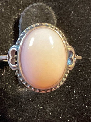 Pink opal silver ring one size