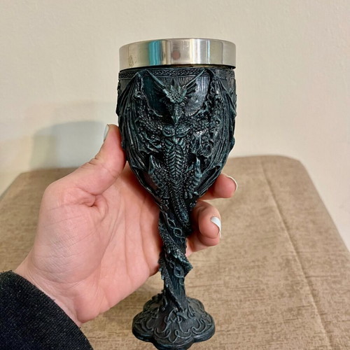 Goblet with dragons goth style 20cm like new