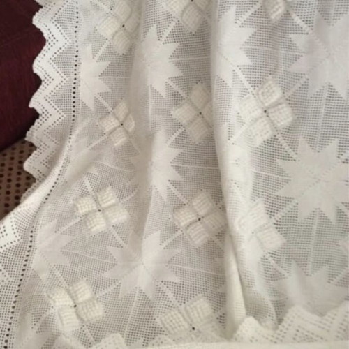Handmade Crochet White Blanket 1.80x2.20 m, New