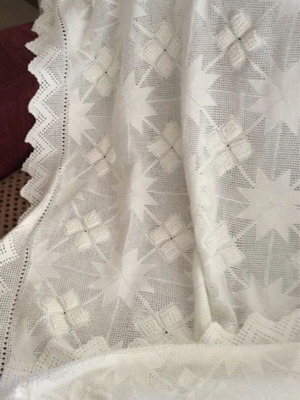 Handmade Crochet White Blanket 1.80x2.20 m, New