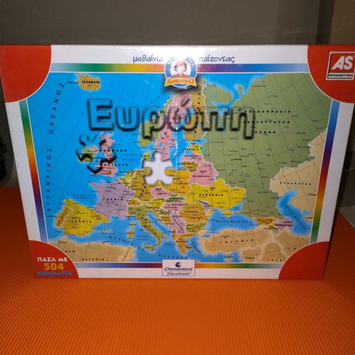 Europe puzzle new, colorful map with few pieces