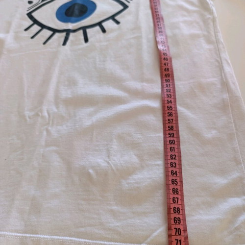 White T-shirt with Eye Like New, 100% Cotton, Loose Fit