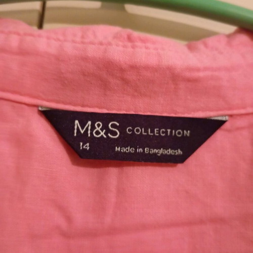 Marks & Spencer Long-Sleeve Midi Shirt Dress Like New Pink XL