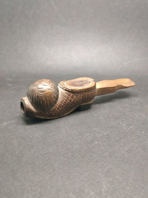 Wooden smoking pipe vintage used in tsarouchi shape