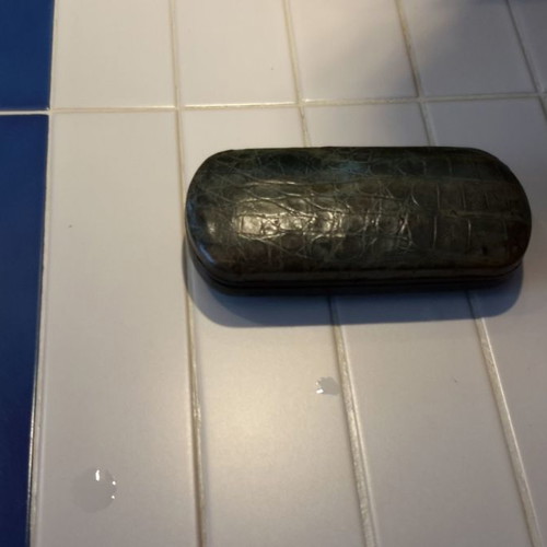 Leather glasses case new, green