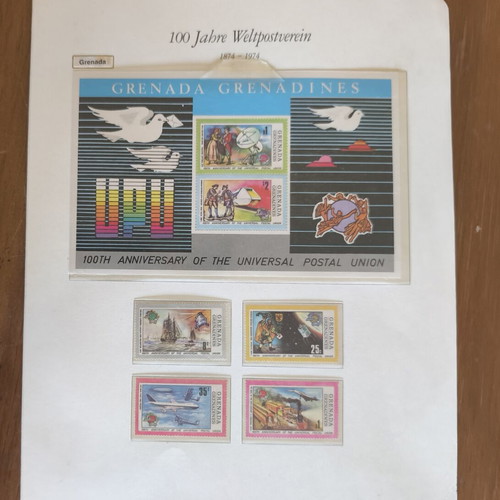 Grenada Stamp Set mint condition, 100th Anniversary UPU 1974