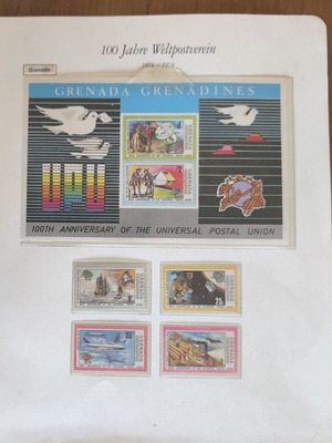 Grenada Stamp Set mint condition, 100th Anniversary UPU 1974