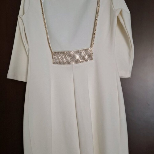 Be You mini evening dress with open back, size S/M, white and gold