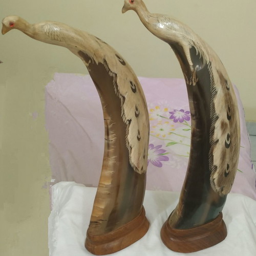 Handmade horn peacock decorations new, set of two pieces