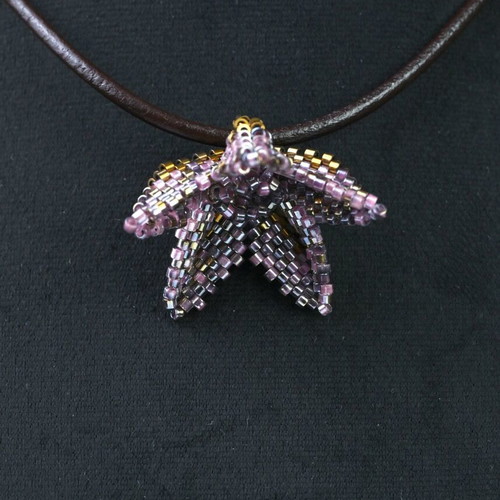 Necklace with unique purple and gold flower custom made
