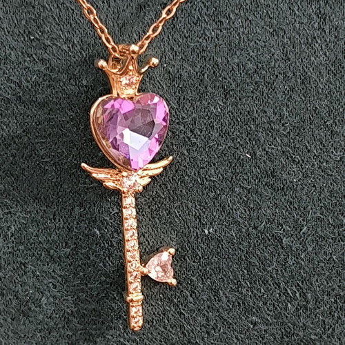 Key Necklace with Heart in Stainless Steel new