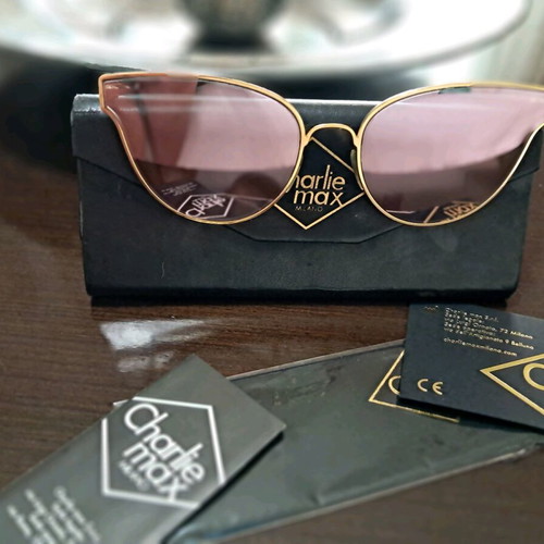 Charlie Max women's sunglasses gold with pink lenses like new