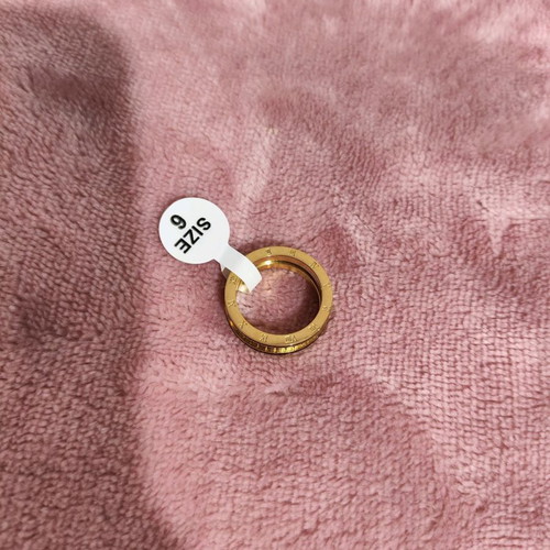 Steel ring new, gold black color, size 6