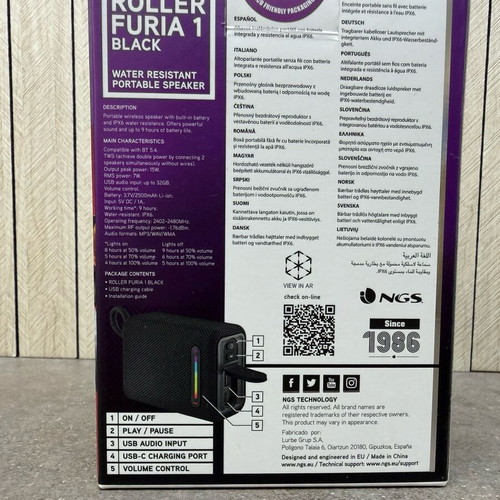 Portable Bluetooth Speaker Roller Furia 1 Black new