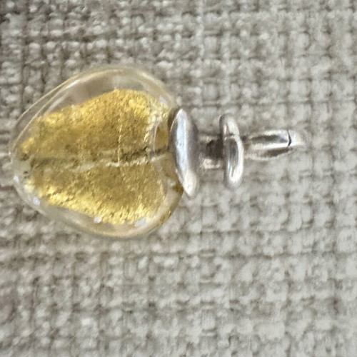 Pendant silver motif with crystal and gold leaves like new
