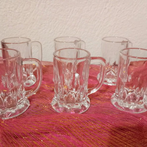 Set of 6 glass shot glasses beer mug design new